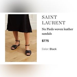 Saint Laurent Nu Pieds Woven Leather Black Sandals